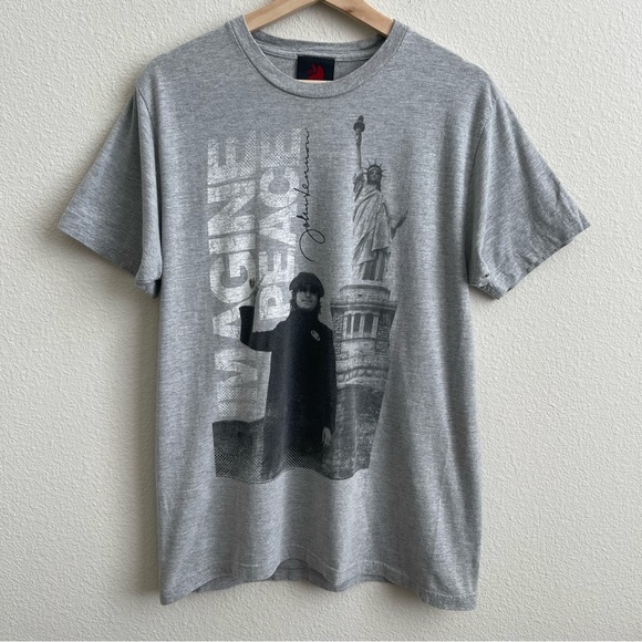 ZION ROOTSWEAR Light Grey John Lennon Imagine Peace NYC Short Sleeve Graphic Tee - Picture 1 of 9